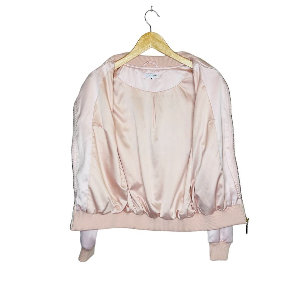 Mistress Rocks Boss Lady Pink Satin Bomber Jacket Size Small - Picture 8 of 14
